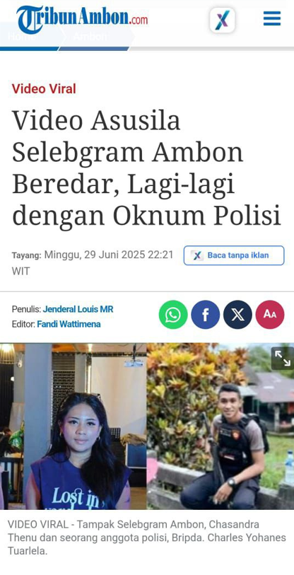 Skandal Selebgram Dan Polisi Di Ambon Yang Viral